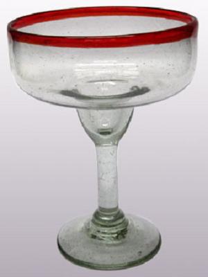 Wholesale MEXICAN GLASSWARE / Ruby Red Rim 14 oz Large Margarita Glasses  / For the margarita lover, these enjoyable large sized margarita glasses feature a cheerful ruby red rim.